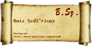 Betz Szíriusz névjegykártya